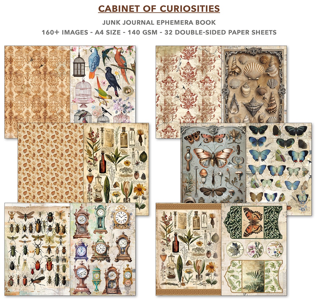 Cabinet of Curiosities Junk Journal  Ephemera Book A4 32/Pkg