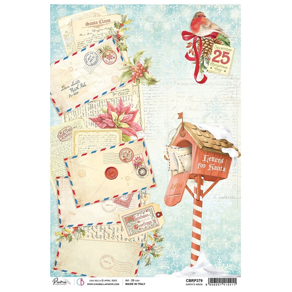 Ciao Bella Dear Santa Rice Papers - 5 Designs, 5 Sheets