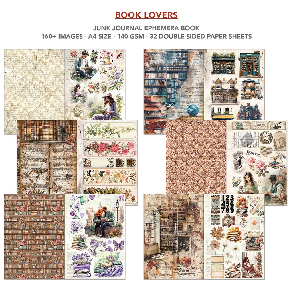 Book Lovers  A4 Ephemera Book 32/Pkg