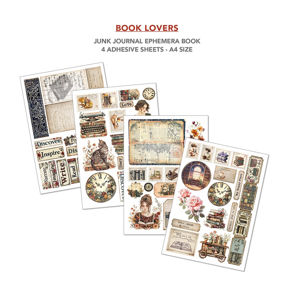 Book Lovers  A4 Ephemera Book 32/Pkg