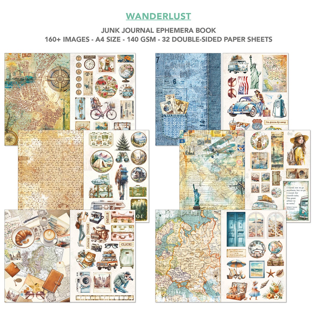 Wanderlust  A4 Ephemera Book 32/Pkg