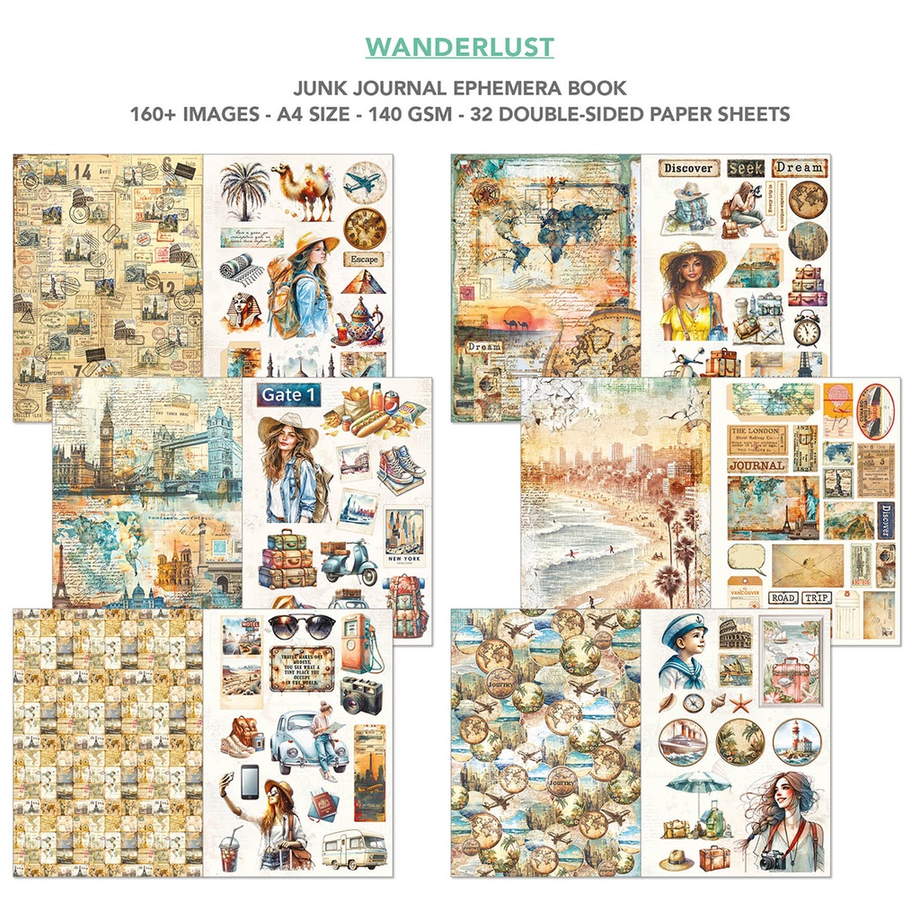 Wanderlust  A4 Ephemera Book 32/Pkg