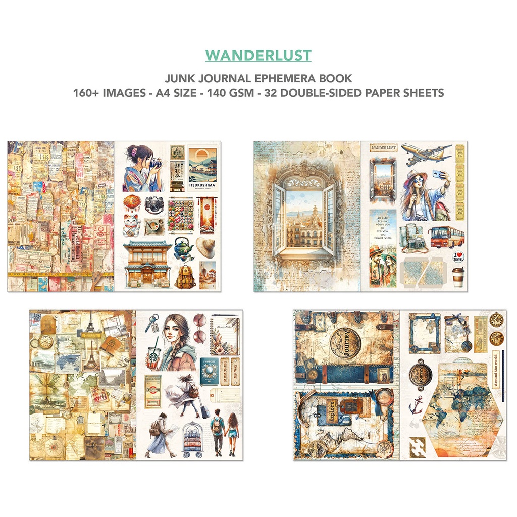 Wanderlust  A4 Ephemera Book 32/Pkg