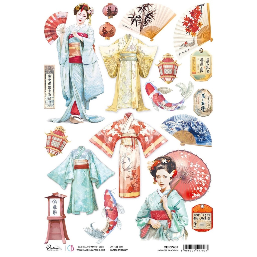 Japanese Tradition - Ciao Bella Piuma Rice Paper A4 - Single Sheet