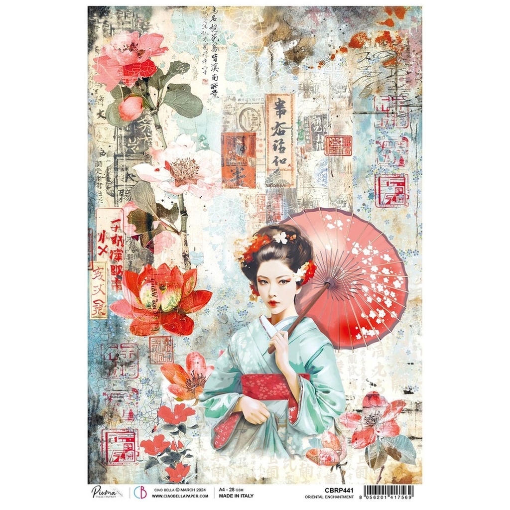 Oriental Enchantment - Ciao Bella Piuma Rice Paper A4 - Single Sheet