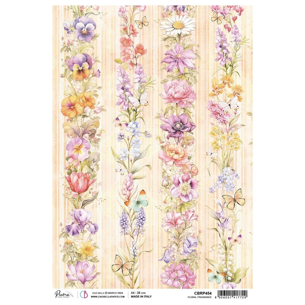 Floral Fragrance - Ciao Bella Piuma Rice Paper A4 - Single Sheet