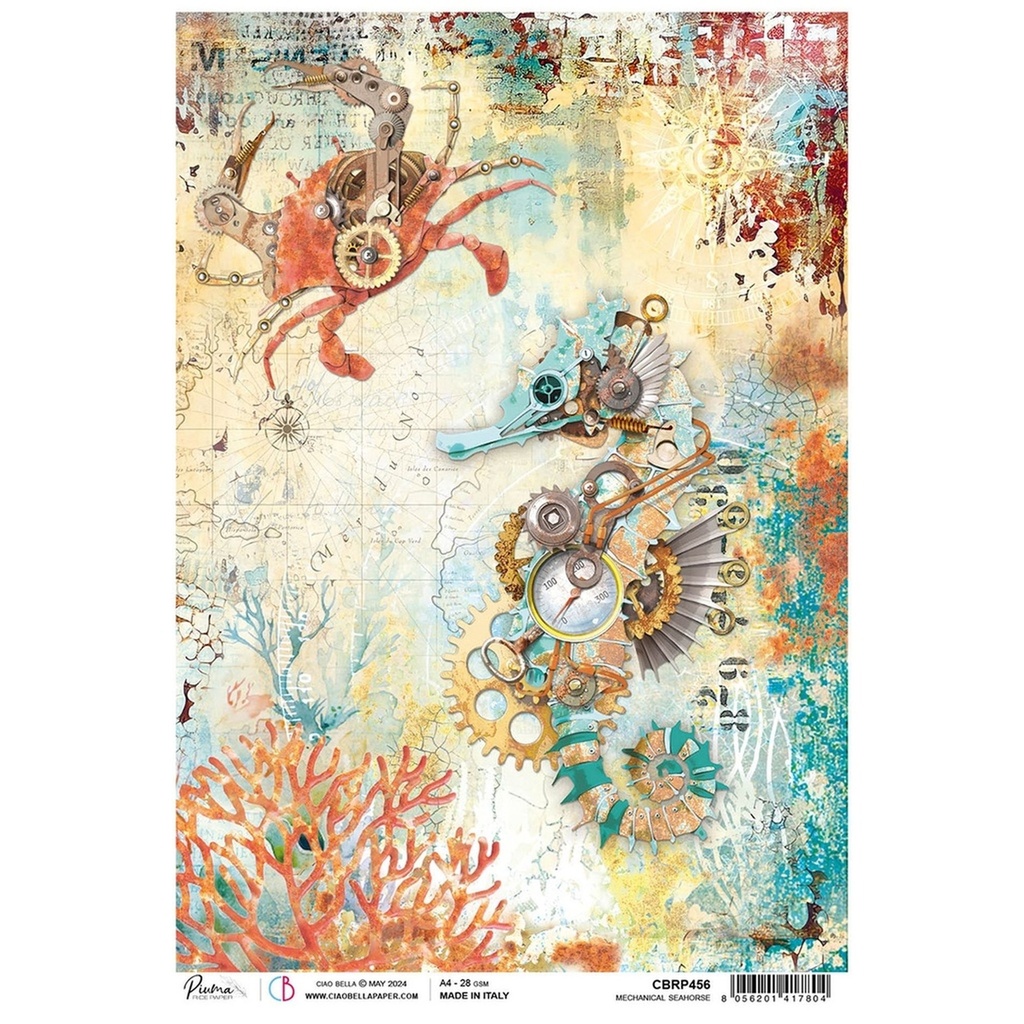 Mechanical Seahorse - Ciao Bella Piuma Rice Paper A4 - Single Sheet