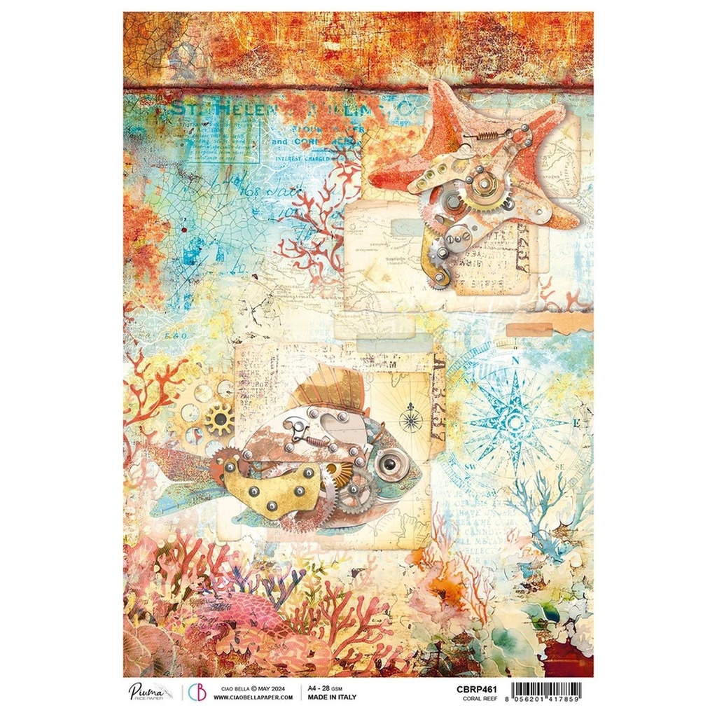 Coral Reef - Ciao Bella Piuma Rice Paper A4 - Single Sheet