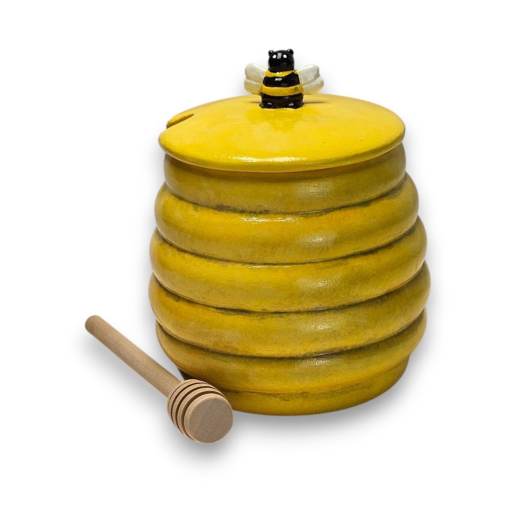 Honey Pot w/lid & Honey Stick (Carton of 6)