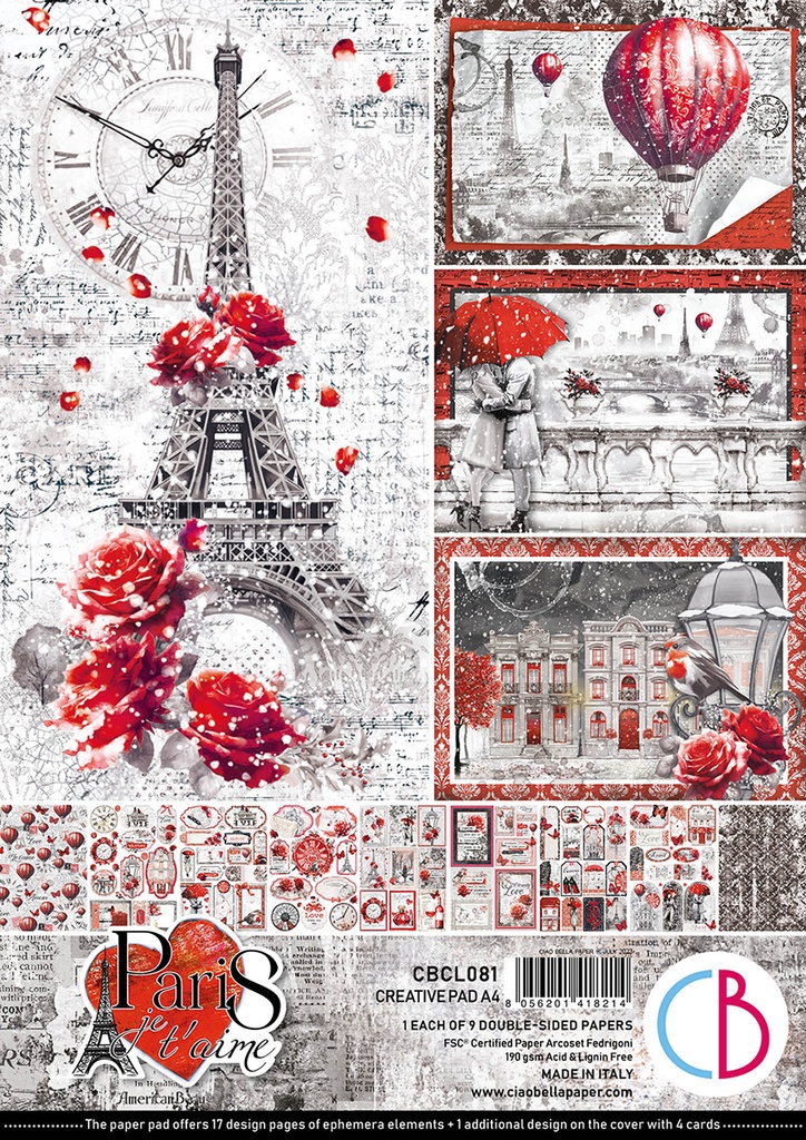 Paris Je t’aime Creative Pad A4 9/Pkg