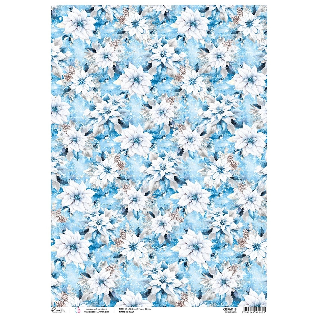 Ice Flowers - Ciao Bella Piuma Rice Paper A3 - Single Sheet