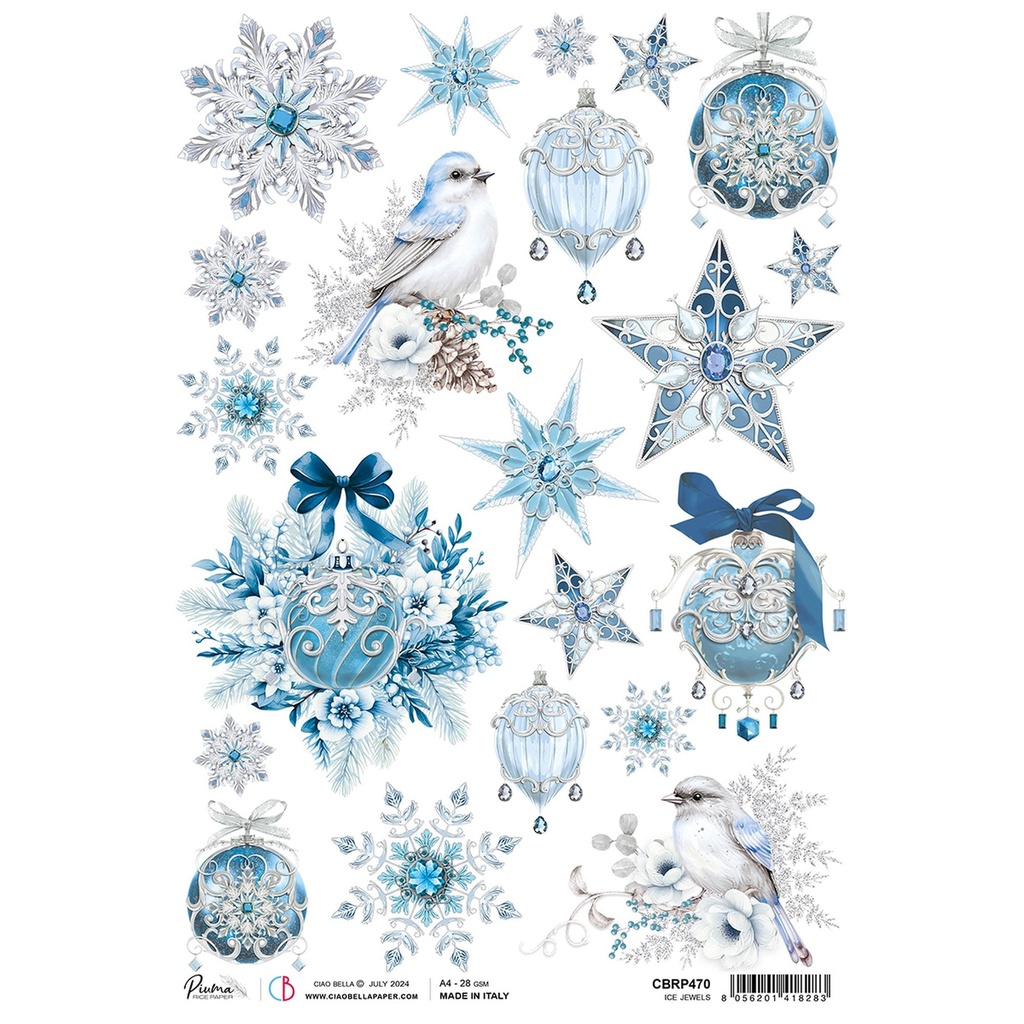 Ice Jewels - Ciao Bella Piuma Rice Paper A4 - Single Sheet