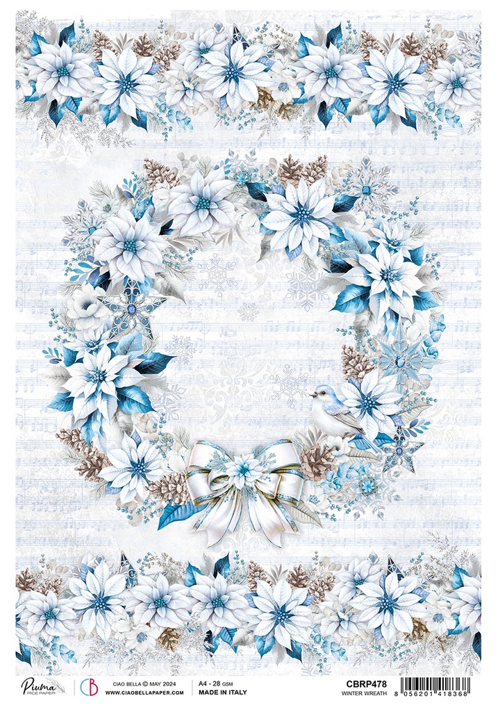 Rice Paper A4 Winter Wreath (5 sheets)