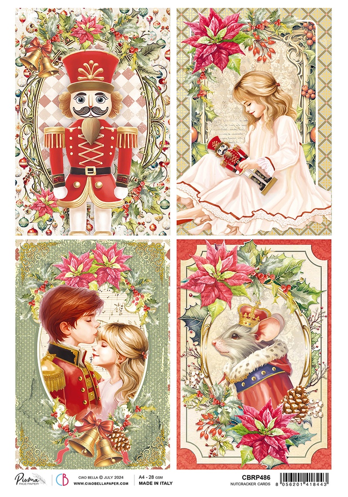 Rice Paper A4 Nutcracker cards (5 sheets)