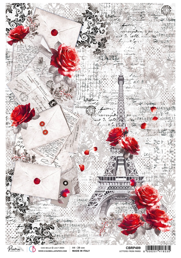 Rice Paper A4 Letters from Paris (5 sheets)