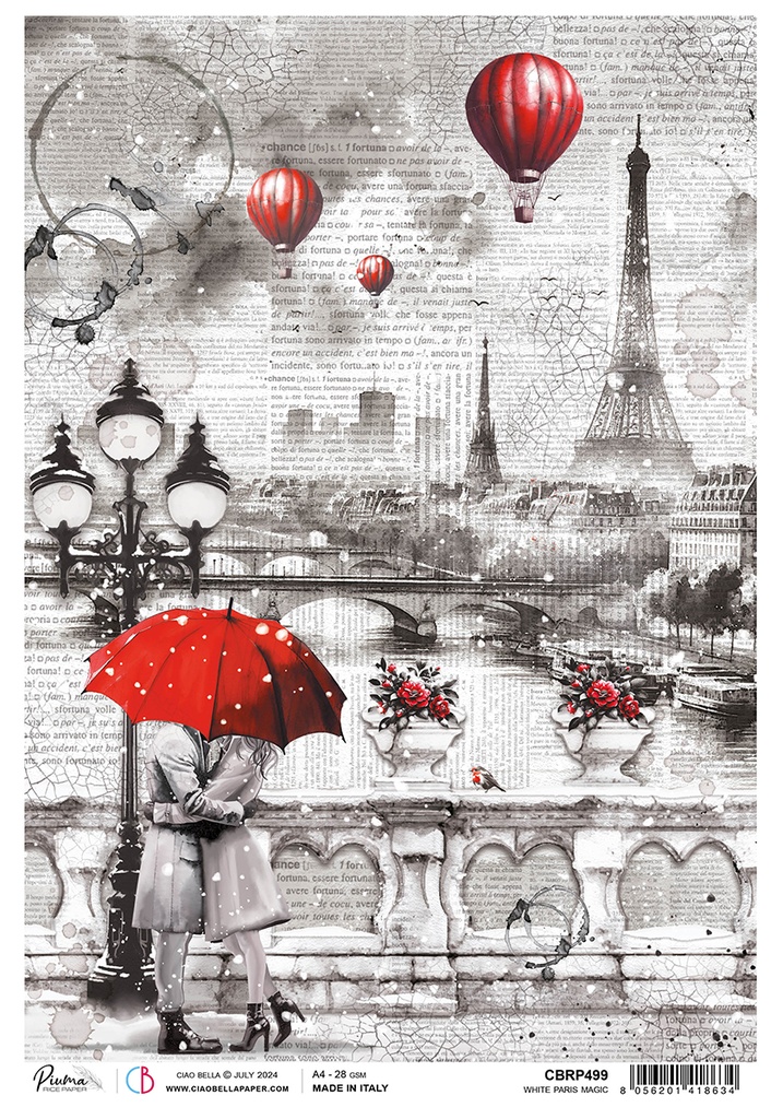 Rice Paper A4 White Magic Paris (5 sheets)