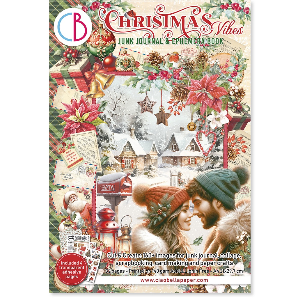 Christmas Vibes Junk Journal  Ephemera Book A4 32 Sheets