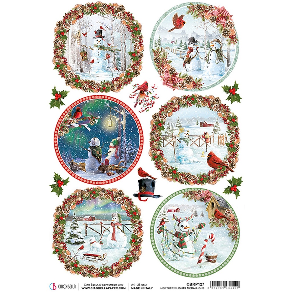 Northern Lights Medallions  - Ciao Bella Piuma Rice Paper A4 - 5 Pack