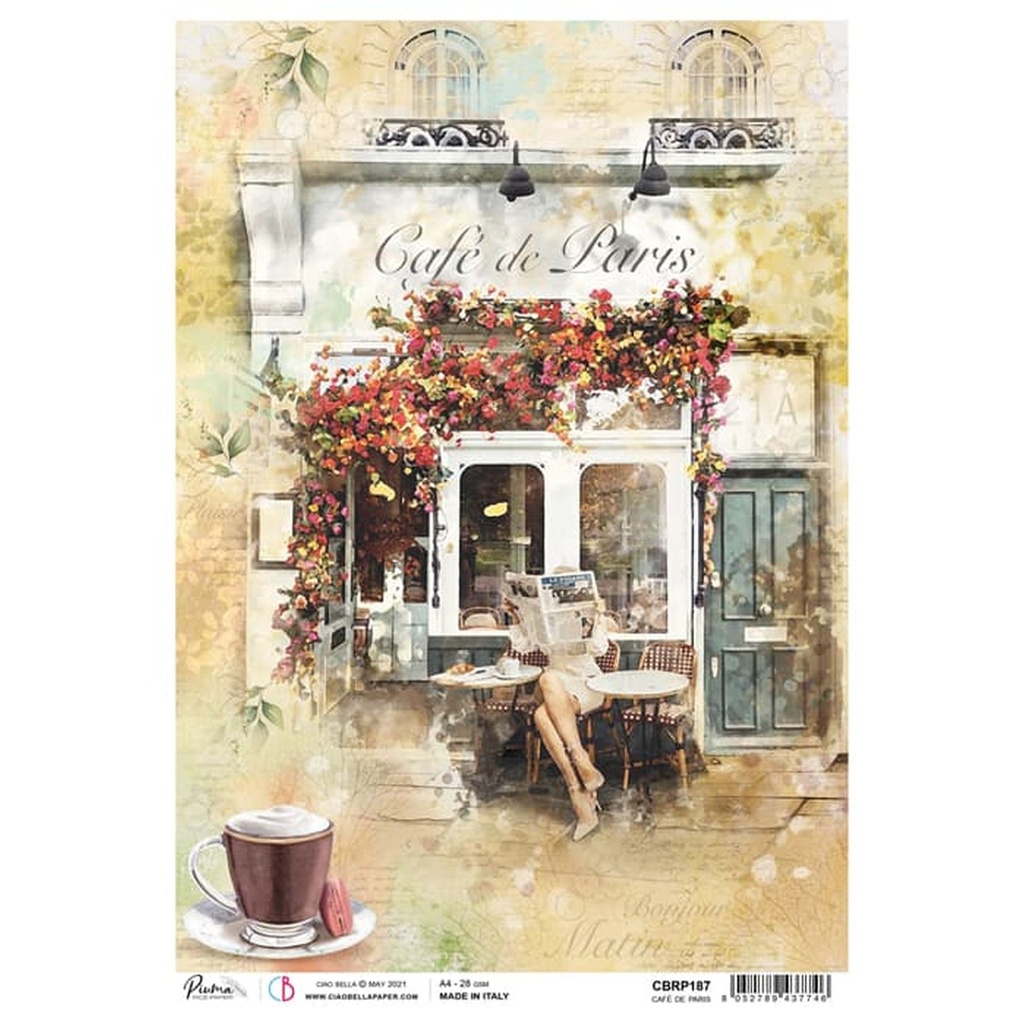 Café De Paris - Ciao Bella Piuma Rice Paper A4 - 5 Pack