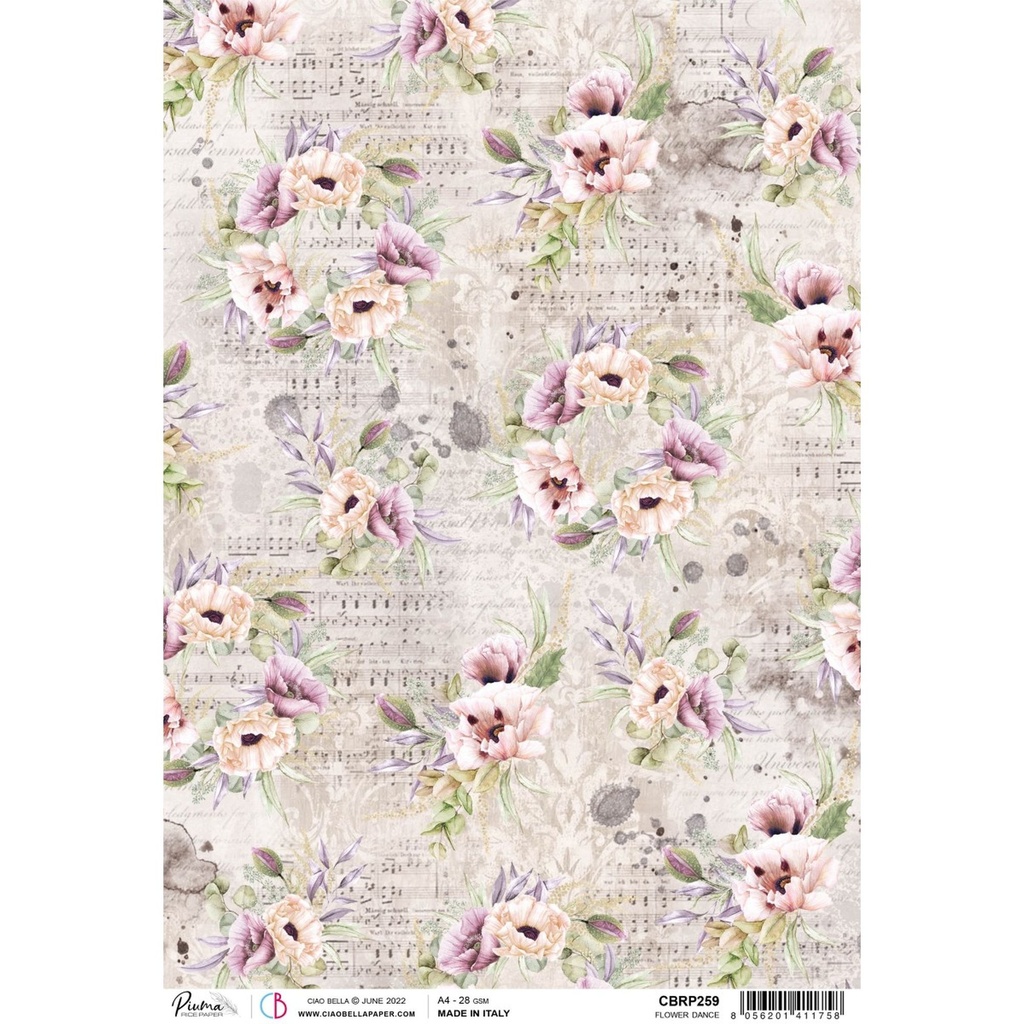 Flower Dance - Ciao Bella Piuma Rice Paper A4 - 5 Pack