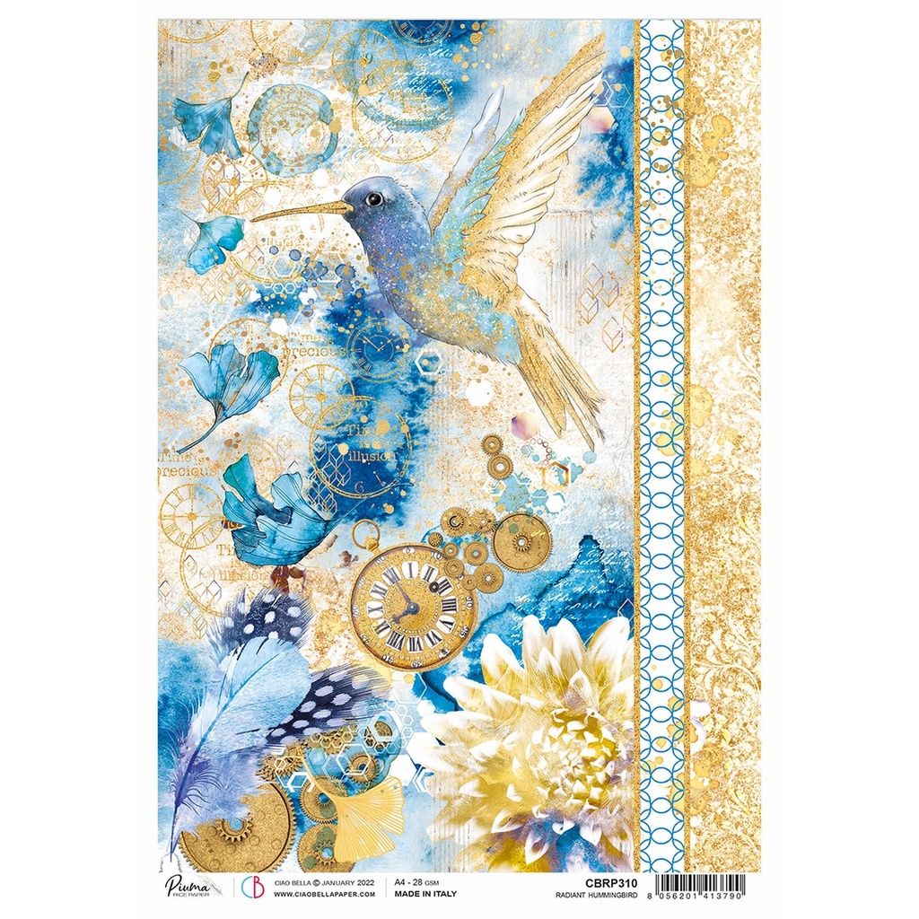 Radiant Hummingbird Indigo - Ciao Bella Piuma Rice Paper A4 - 5 Pack