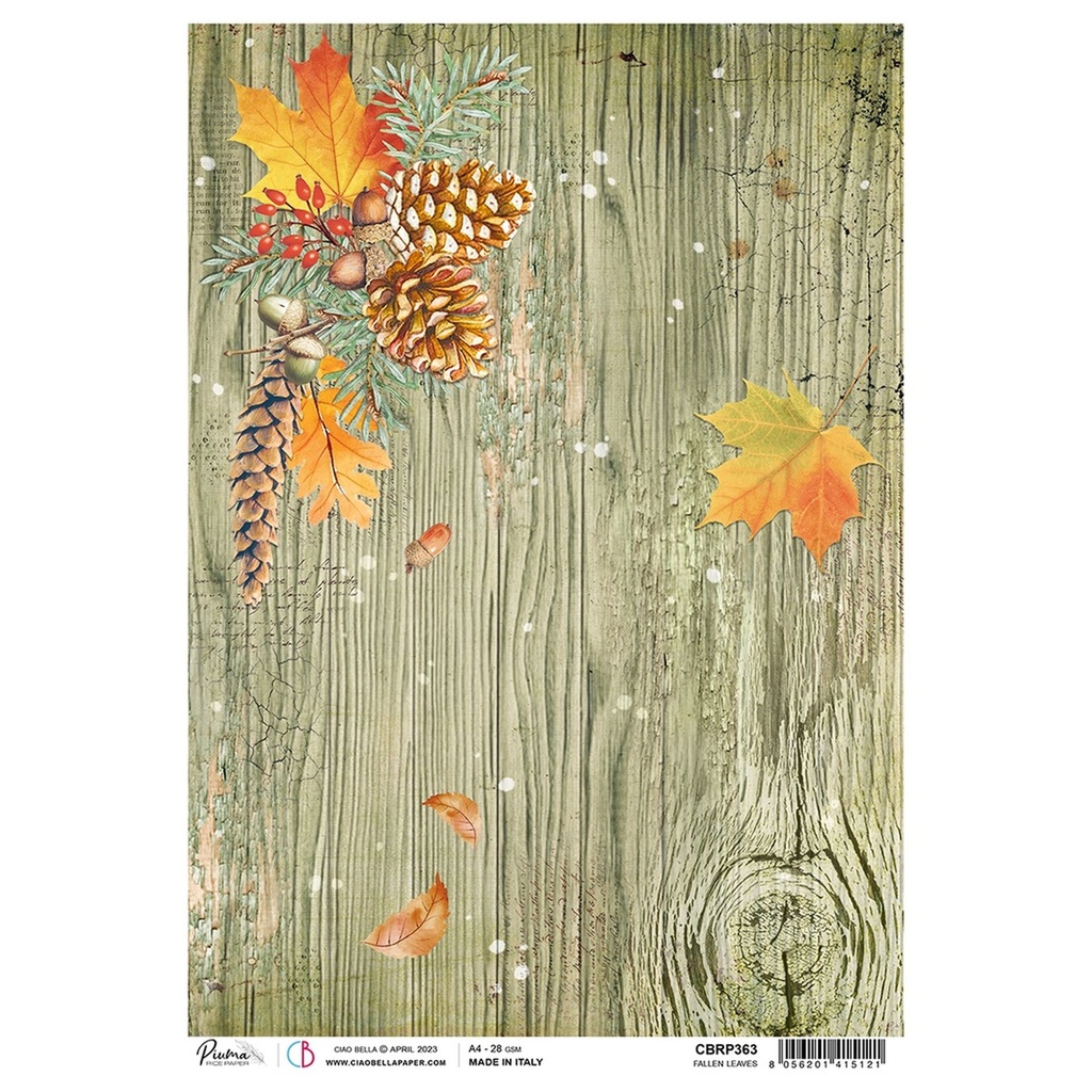 Fallen Leaves - Ciao Bella Piuma Rice Paper A4 - 5 Pack