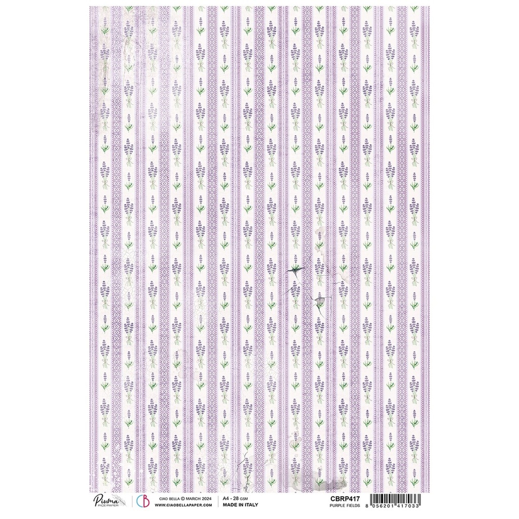 Purple Fields - Ciao Bella Piuma Rice Paper A4 - 5 Pack