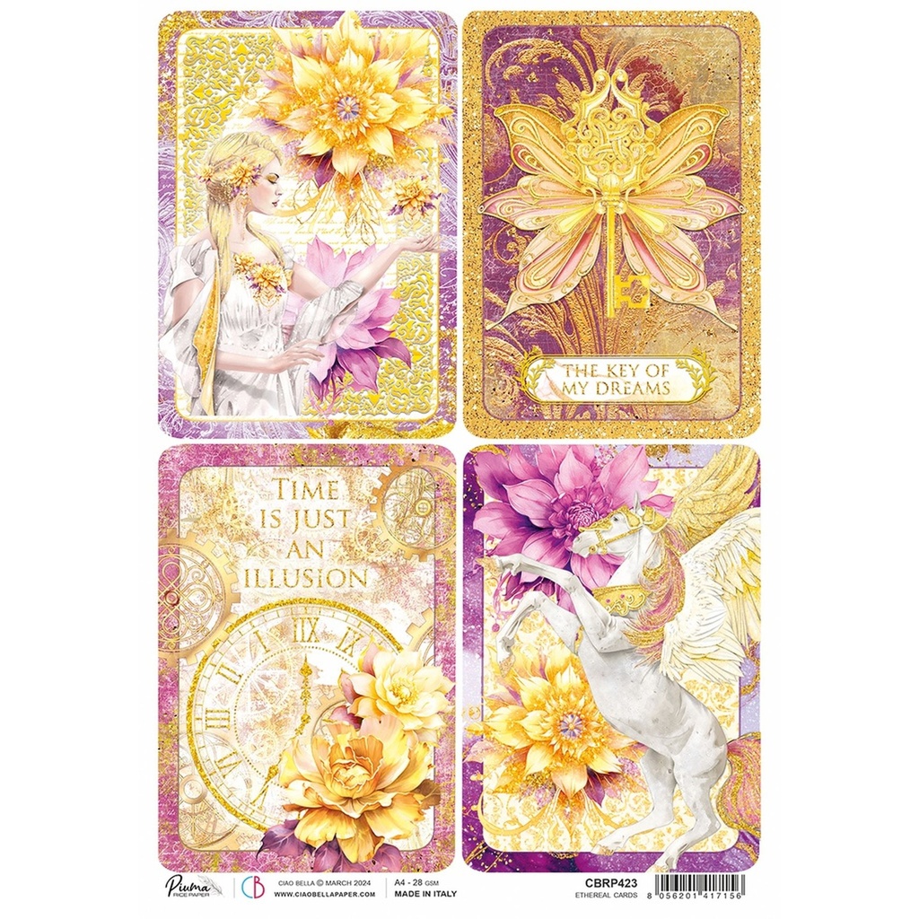 Ethereal Cards - Ciao Bella Piuma Rice Paper A4 - 5 Pack