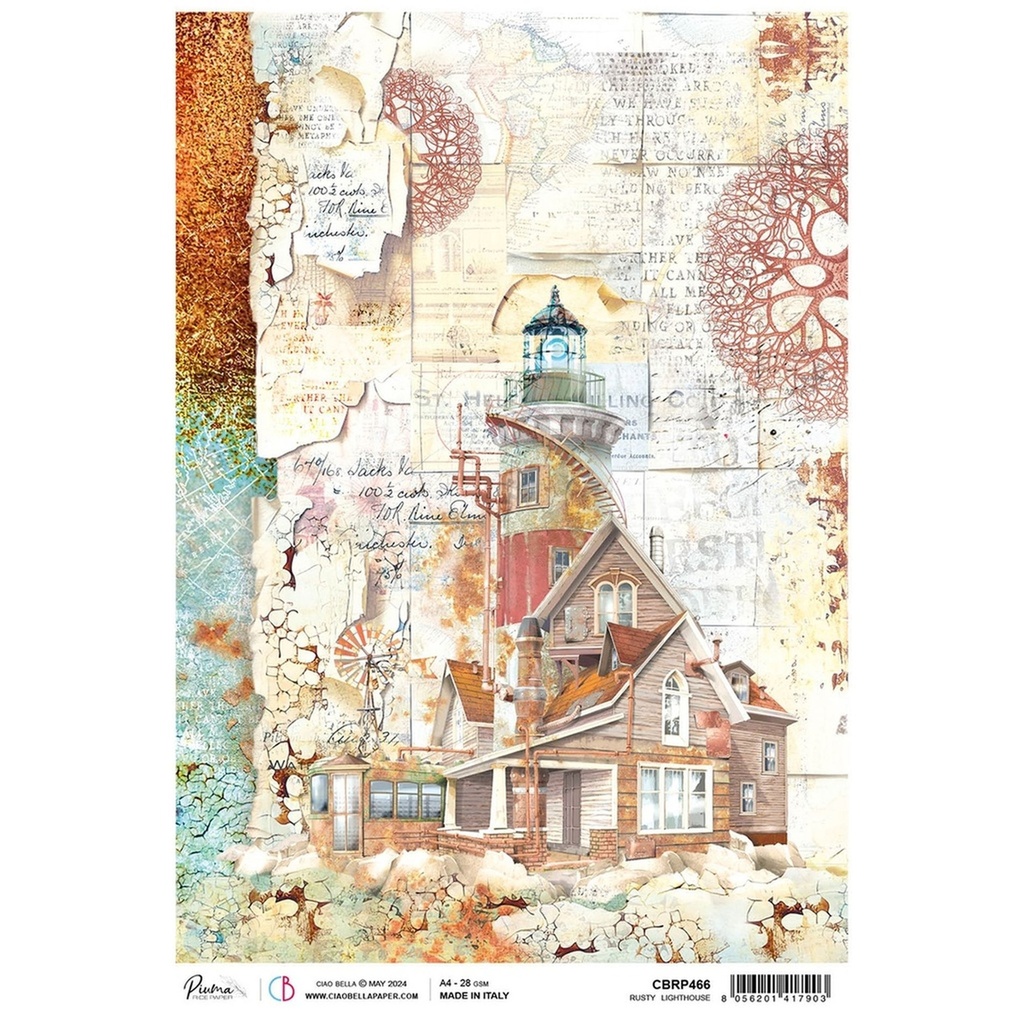 Rusty Lighthouse - Ciao Bella Piuma Rice Paper A4 - 5 Pack