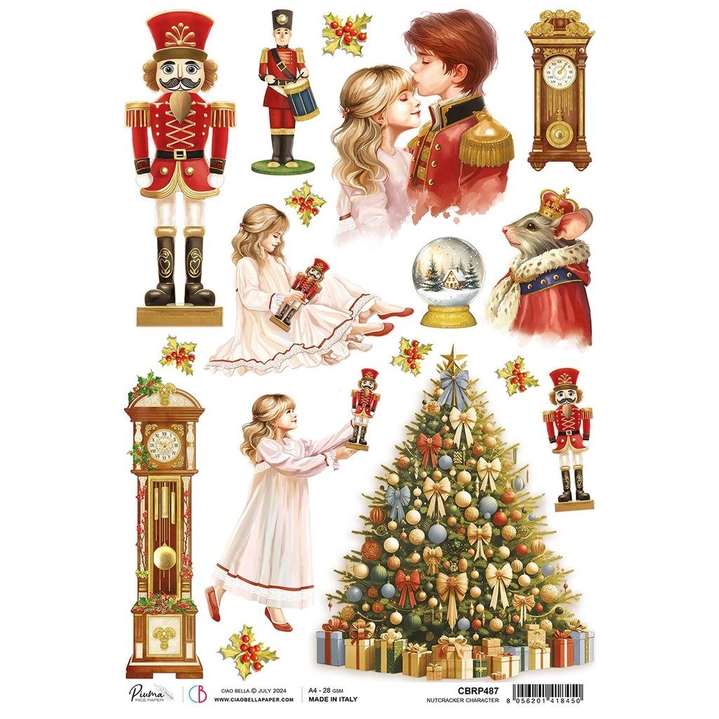 Nutcracker Character - Ciao Bella Piuma Rice Paper A4 - 5 Pack