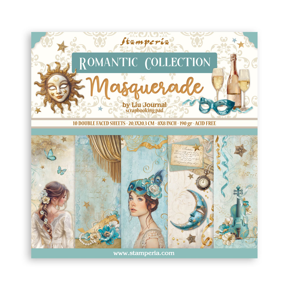 Stamperia - Masquerade - Scrapbooking Pad - 10 Sheets 8x8" Double Sided