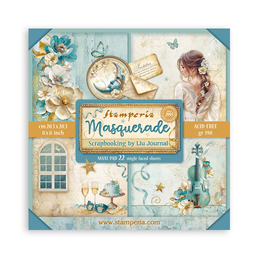 Stamperia - Masquerade - Scrapbooking Pad - 22 Sheets 8x8" Single Sided