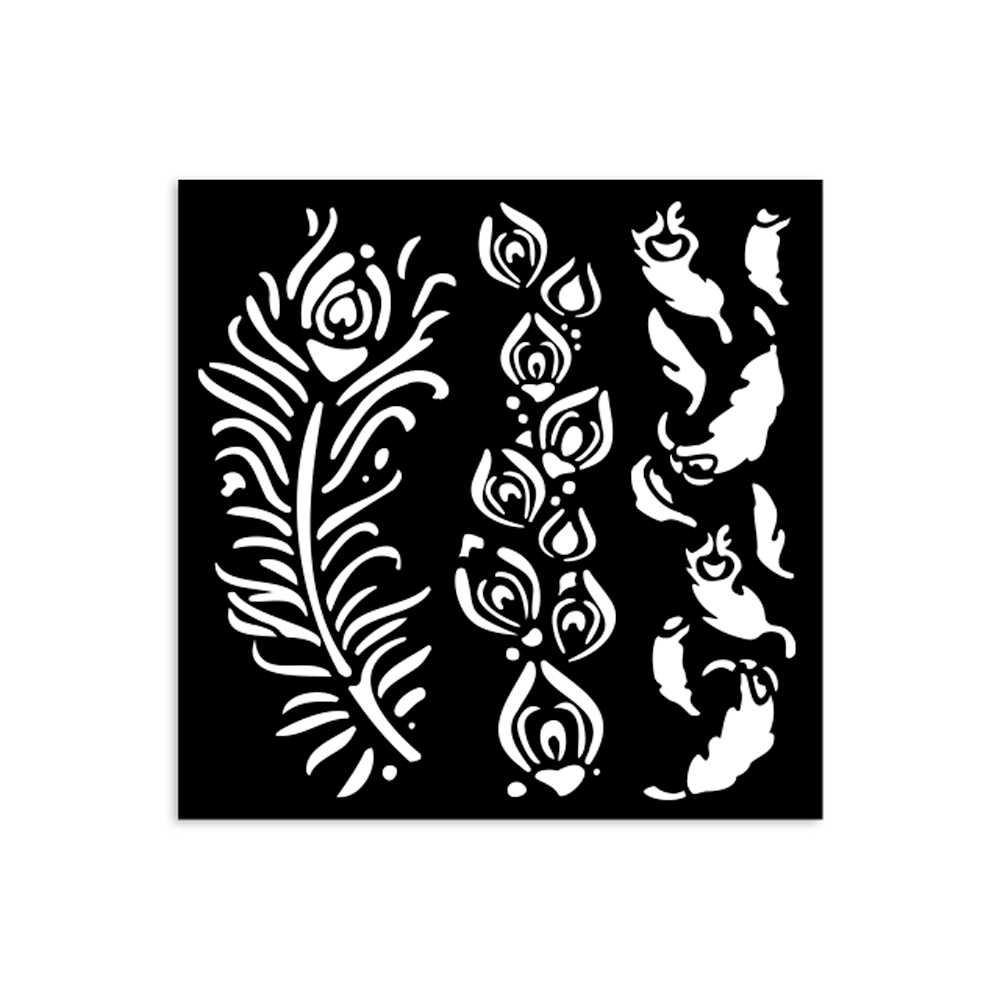 Stamperia - Masquerade - 12 x 12cm Stencil - Feathers