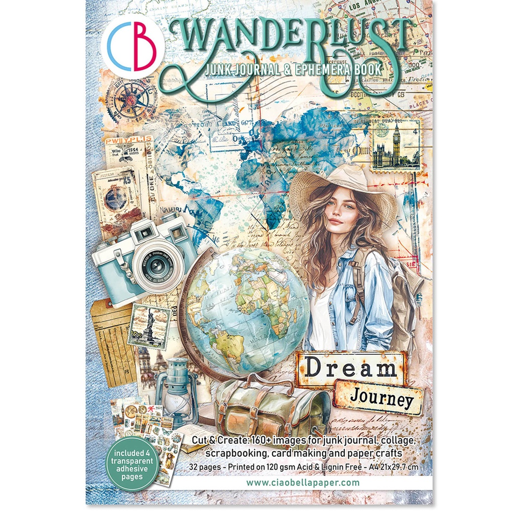 Wanderlust Junk Journal Ephemera Book A4 32 Sheets