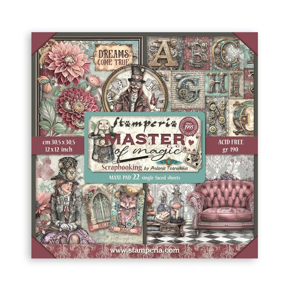 Stamperia - Master of Magic - Scrapbooking Pad - 22 sheets cm 12"x12" Single Sided