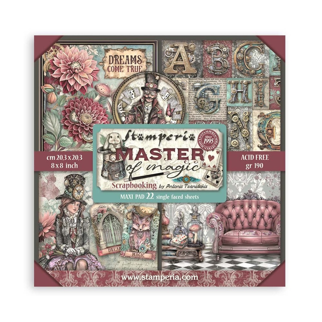 Stamperia - Master of Magic - Scrapbooking Pad - 22 sheets cm 8"X8" Single Sided