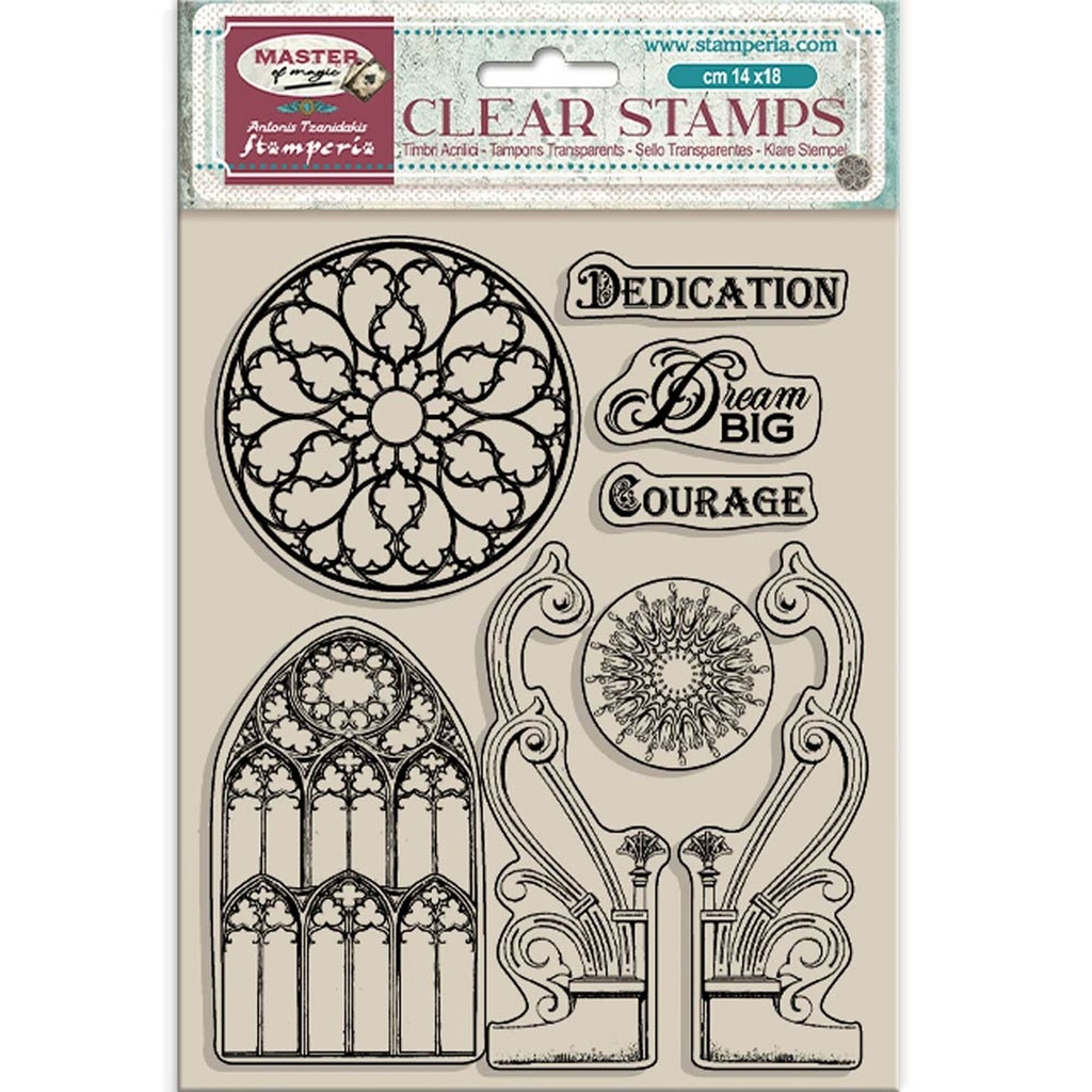 Acrylic stamp cm 14x18 - Master of Magic gothic elements