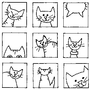 Lindsay Mason Cat Blocks - Traditional Wood Mounted Stamp