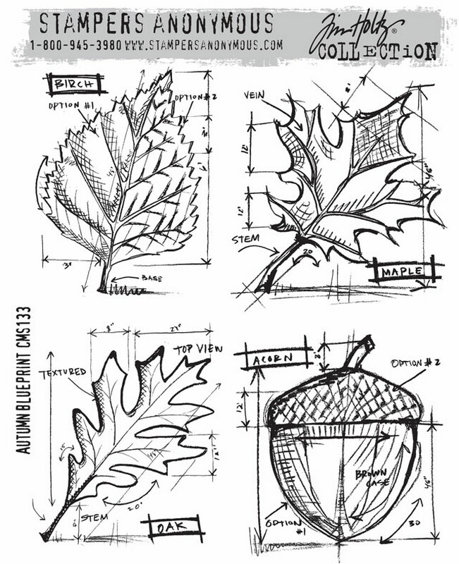 Tim Holtz Cling Stamps - Autumn Blueprint