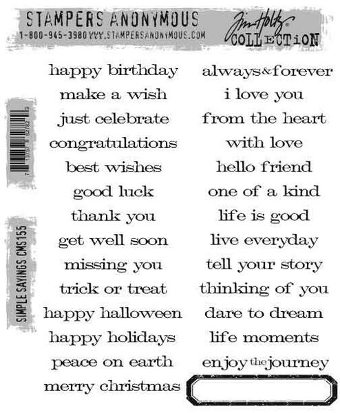 Tim Holtz Cling Stamps - Simple Sayings