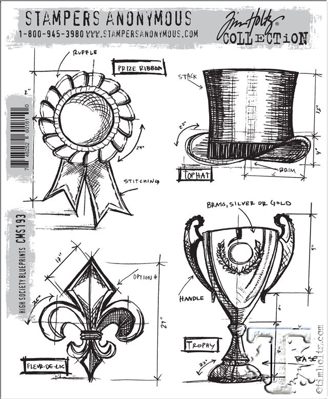 Tim Holtz Cling Stamps - High Society Blueprints