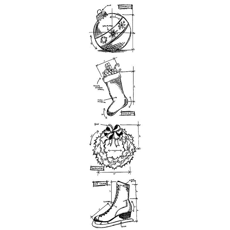 Christmas 2 Mini Blueprints Cling Stamps