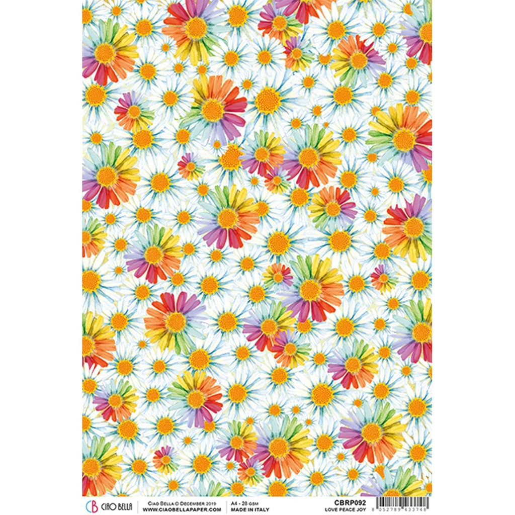 Love Peace Joy  - Ciao Bella Piuma Rice Paper A4 - Single Sheet