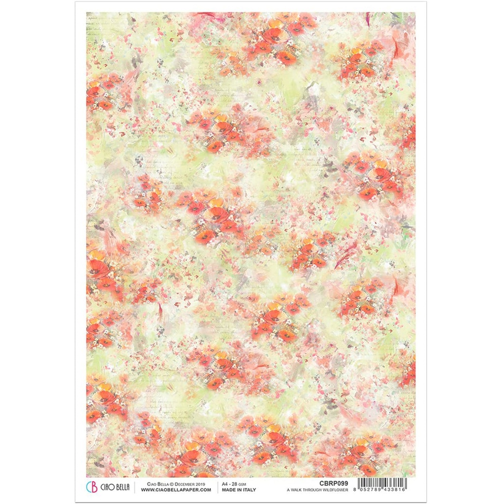 A Walk Through Wildflower  - Ciao Bella Piuma Rice Paper A4 - Single Sheet