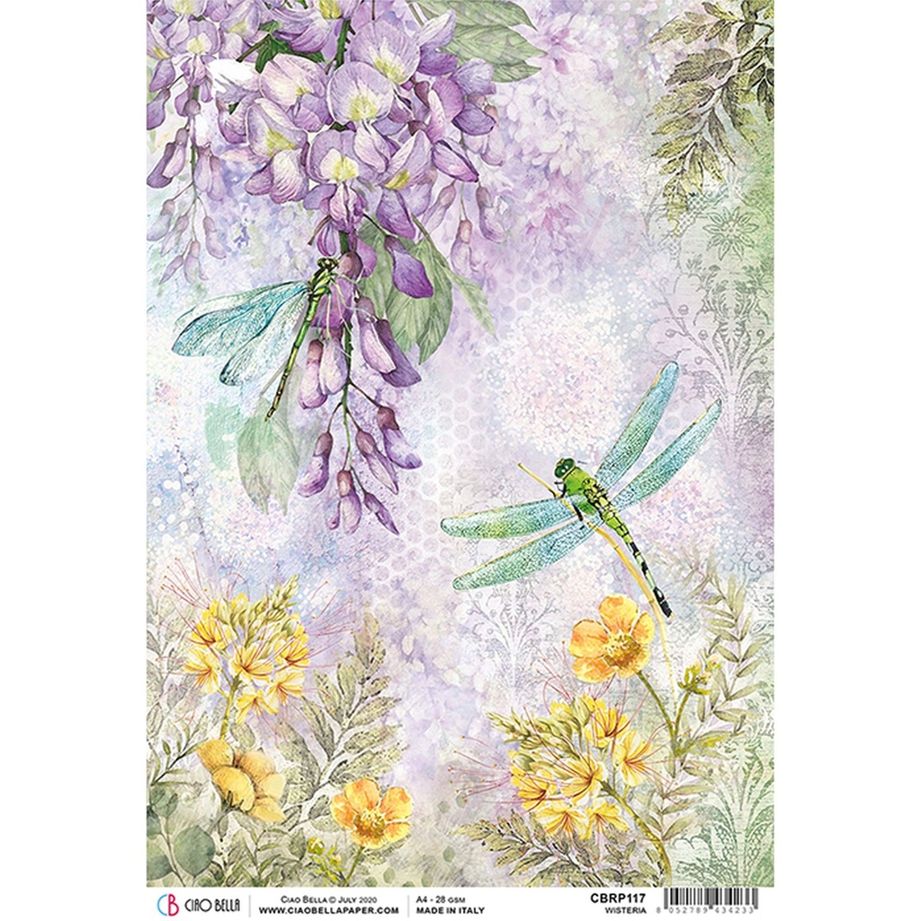 Wisteria - Ciao Bella Piuma Rice Paper A4 - Single Sheet