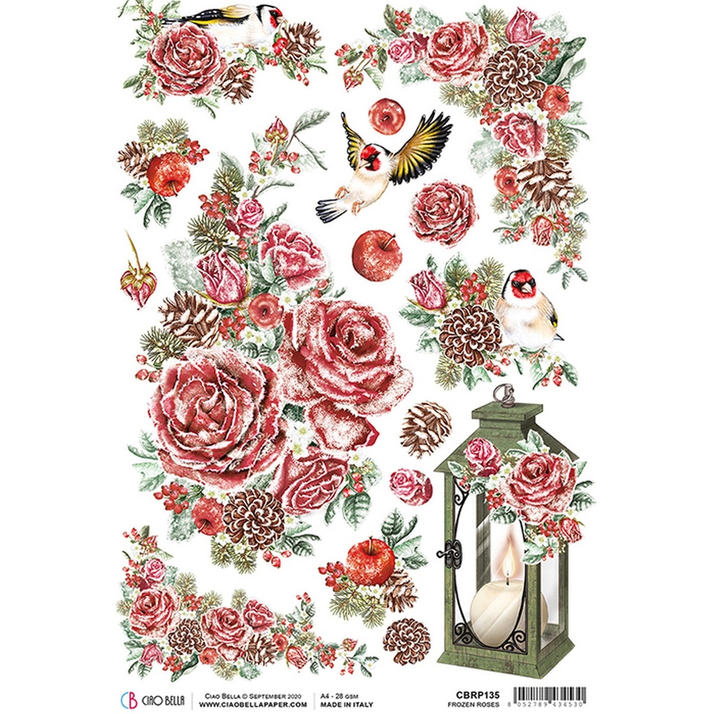 Frozen Roses  - Ciao Bella Piuma Rice Paper A4 - Single Sheet