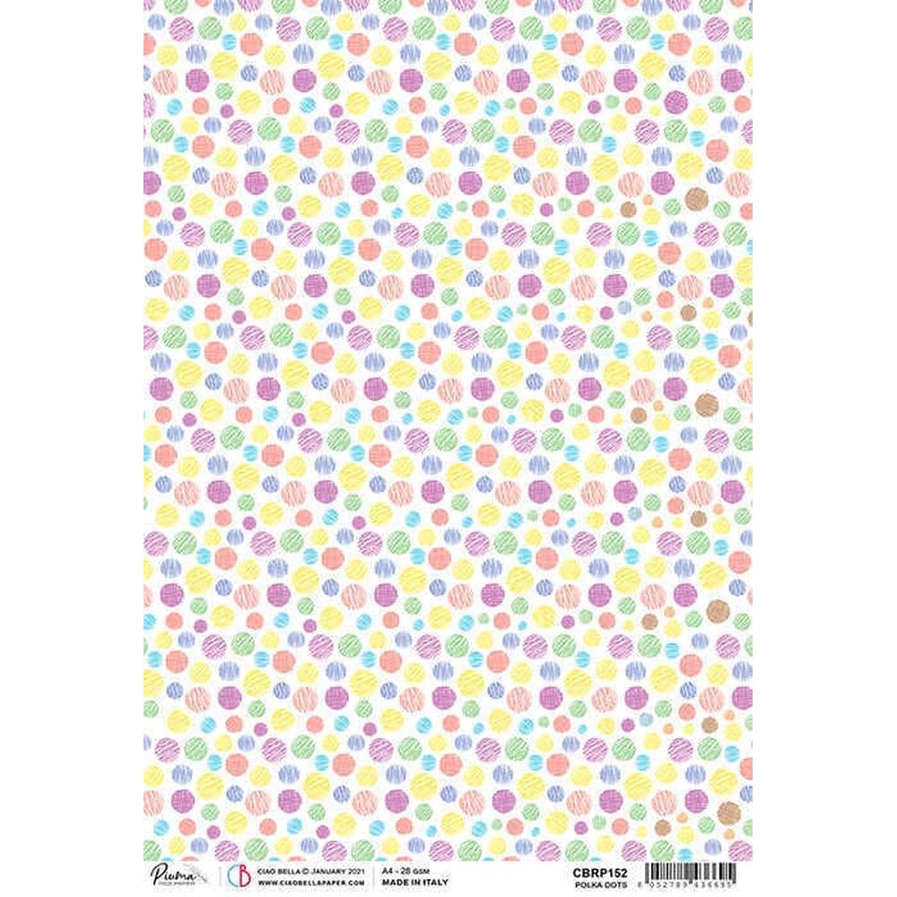 Polka dots - Ciao Bella Piuma Rice Paper A4 - 5 pack