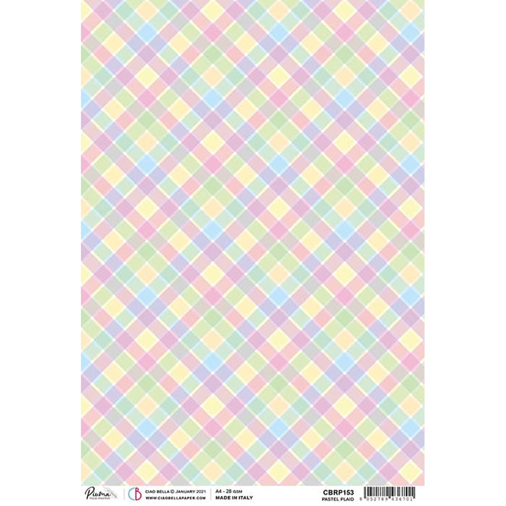 Pastel plaid - Ciao Bella Piuma Rice Paper A4 - 5 pack