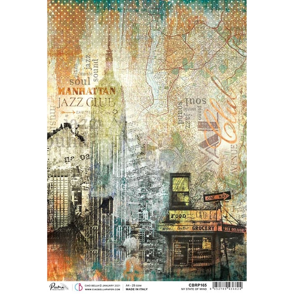 Ny State Of Mind - Ciao Bella Piuma Rice Paper A4 - Single Sheet