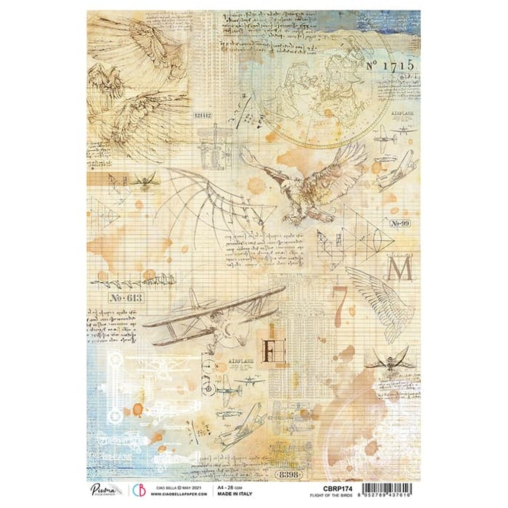 Flight Of The Birds - Ciao Bella Piuma Rice Paper A4 - Single Sheet